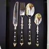 Dinnerware Sets Black Set Stainless Steel Table Luxury Cutlery Tableware Kitchen Vaisselle Cuisine Kitchenware