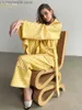 Dwuczęściowe spodnie damskie Clagive Casual Yellow Stripe Home Suits Eleganckie spodni z wysokiej talii Zestaw Masowe koszule z długim rękawem Dwuczęściowy zestaw damski T230714