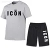 Conjunto de agasalhos esportivos masculinos ícone camiseta esportiva shorts agasalho verão moda esporte praia calça curta manga channelj0714