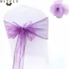 Sashes 25PCs/Set Sheer Organza Tull Fabric Chair Cover Sash Bow Sashes Wedding Party Banquet Decoration for Wedding Supplier 230714