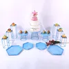 Cake Tools Blue Gold Stand Set Cupcake Tray Home Decoration Dessert Table Decorating Party Wedding Display 230713