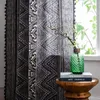 Rideau Bohème Style Noir Géométrique Impression Fenêtre Avec Gland Pour Chambre Cuisine Rideaux Pays Salon Drapé