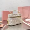 Mini bolsos de cosméticos de diseñador, bolsos de lujo para mujer, bandolera, bolsos de maquillaje, bolso de cuero plisado, bolsos de mano, superventas 2307153PE