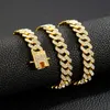 Подвесные ожерелья 13 мм в Miami Prong Set Cuban Chains Collese для мужчин золотой серебряный цвет хип -хоп Iced Out