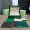 HH ROLEX BOX Green brochure certificate watch boxes AAA quality gift surprise Cases clamshell square exquisite luxury boxes handba303p