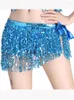 Roupas de academia bling dança do ventre correntes de cintura para dança cachecol de quadril roupas de borla cinto de lantejoulas feminino