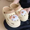 Tofflor mo dou thick sole clogs skor för kvinnor sommar mode inslagna tå sandaler för flickor eva utomhus strandskor non slip 230713