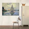 Berömda målningar av Claude Monet Sailboat på Le Petit-genennevilliers Impressionist Landscape Hand Painted Oil Artwork Home Decor