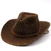 Breda brimhattar hink western cowboy hatt män panama utomhus sommar strandkap kvinnor sombrero vaquero hombre chapeu brim mäns halm sol 230713