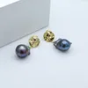 Stud Black pearl earrings large Baroque pearl gold coin earrings irregular pearl fashion earrings Exaggerated vintage women's jewelry 230714