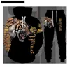 Herren-Trainingsanzüge The King 3D-gedruckter Löwe-Trainingsanzug-Sets, Jungen/Herren, lässige grafische Hoodies, Anzug, Streetwear, Pullover, Sweatshirt, Hosen, Familien-Outfit, T230714