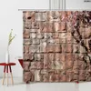 Shower 3D Printing Brick Pattern Shower Set Vintage Stone Brick Wall Polyester Fabric Hanging Curtain Bathroom Curtain