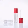 Lipgloss 4ml lege vierkante doorzichtige buis met rood rosé goud paars zilveren dop 50st