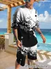 Мужские спортивные костюмы 2 тональные спортивные костюмы мужчины набор футболок с коротким рукавом пляжные шорты 2 куста негабаритный кавалевая спортивная одежда мужская одежда 230713