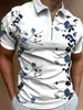 Męskie koszulki Nowa koszula polo zip kwiatowy koszulka męska TOP L230713