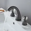 Rubinetti lavabo bagno Rubinetto lavabo Gun Grey 3 fori diffuso Miscelatore oro / nero / cromato e rubinetto acqua fredda