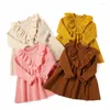 Meninas vestidos de malha vestido 2023 Autumn Roupos de inverno Lattice Kids Beby Baby para Princess Cotton Warm Christmas