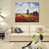 Impresjonistyczne pole Tulip Canvas Art z Rijnsburg Windmill Claude Monet Malarstwo olejne