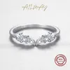 Ailmay 925 Sterling Silver Stackable Zirconia CZ Ring Simple Geometric Design Wing Finger Ring Fine Femash Jewelry L230704