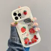 3D Cute Peach Divertente Fragola Cartoon Liquid Quicksand Bling Glitter Cassa del telefono per iPhone 14 13 12 11 Pro Max Cover posteriore morbida L230619