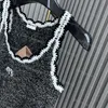 Kadın Tişört Yüksek Kaliteli Rhinestone Monogram Nakış Tasarımı Örme Yelek Yaz Ceketi Kolsuz Moda