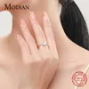 Modian 925 Sterling Silver Minimalist Oval Moonstone Ring Thin Women Engagement Female Ring Wedding Band Silver 925 Jewelry Gift L230704