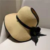 Wide Brim Hats 202305-9139-9326 Chic Drop Summer French Pastoral Style Shading Lady Sun Hat Women Cap