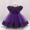 Robes de fille enfant en bas âge filles 1er anniversaire vêtements arc mignon bébé robe de baptême enfants fête de mariage élégante princesse Vestidos Costume de Noël 230714