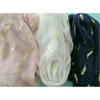 Foulards mode plume motif or feuille écharpe TR coton Viscose infini châle pour femmes cou plus chaud boucle YG202