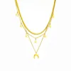 Pendant Necklaces DIEYURO 316L Stainless Steel Moon Stars Necklace For Women Gold Color 3in1 Neck Chains Vintage Jewelry Birthday Gift 230714