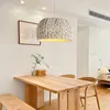 Candeeiros pendentes Wabi Sabi lustres nórdicos tecidos à mão para estudo de sala de jantar Loft LED de luz suspensa Cozinha Ilha Café Bar Luminária