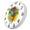 Horloges murales carte texturée de l'afrique horloge Design moderne silencieux sans tic-tac montre tatouage Tribal coloré Art africain décor