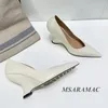 Jurk Schoenen Mode Licht Geel Krokodillenleer Pinted Toe Wedge Echte Vrouwen Hoge Hakken Formele Pumps Merk