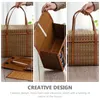 Servis uppsättningar HANDEL CAMPING Tote Storage Basket Portable Fruits Handheld Woven Bag Container Bambu