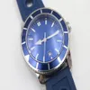 Fine Qualité Automatique Mécanique HÉRITAGE 46 Montre Cadran Bleu Montre Argent Caoutchouc Ceinture Siliver Cas Hommes Montre-Bracelet240S