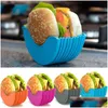 Food Savers Storage Containers Burger Holders Sile Hygienic Reusable Hamburger Sandwiches Holder Container Prevent Falling Apart M Dhgpn