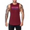 Herrtankstoppar bred axelsportväst ärmlös fitness t-shirt lös skjutträning