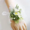 Dekorative Blumen WhiteDaisy Western-Stil Hochzeit Braut Handgelenk Blume Bräutigam Corsage Künstliche Fake Deco Outdoor Landschaftsbau