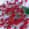 Fleurs décoratives 100 Pcs Artificielle Holly Berry Sapin De Noël Couronnes De Cerisier Fleur Rouge Perle Maison Jardin Fête Décorations Anniversaire