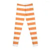 Aktive Hose Horizontale Linien | Orange und weiße Leggings Damen Strumpfhosen Gym Legging hebt den Hintern an