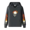 Agasalhos masculinos e femininos Moletom com capuz Primavera e outono High Street Fire Skull Hip Hop Moletom com capuz S-3XL Z230719