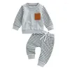 Ensembles de vêtements pour tout-petit bébé garçon 2pcs pantalons d'automne vêtements à manches longues plaquettes et cordon de cordon