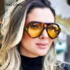 Lunettes de soleil Vintage Pilot Femmes Mode Marque De Luxe Designer Tom Neughman Lunettes De Soleil Hommes Classique Jaune Nuances Côté Cool Shield 230714