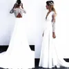 Lace Bohemian Wedding Dresses Vintage Lace Long Sleeve Boho Open Back Bridal Gowns vestido de noiva2303