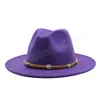 Sombrero Fedora blanco de ala ancha para mujer, sombreros de fieltro de lana para hombre, gorra de Jazz Gamble de Panamá para otoño e invierno