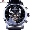 Forsining Tourbillion Watch Fashion Wave Dial Design Multi Function Display Men Automatic Watch Top Brand Luxury Mechanical Wristw258Z