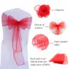 Sashes 25PCs/Set Sheer Organza Tull Fabric Chair Cover Sash Bow Sashes Wedding Party Banquet Decoration for Wedding Supplier 230714
