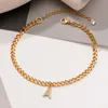 Cavigliere a z Cubic Zirconia Intinal Letter Cavigliera Bracciali per donna Regolabile in acciaio inossidabile Cuban Link Foot Chain Beach Jewelry 230607