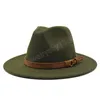 Chapéu Fedora Simples Feminino de Lã com Fita de Couro Cavalheiro Elegante Senhora Aba Larga Jazz Church Panama Boné Sombrero