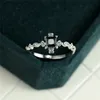 Bröllopsringar Vintage Male Female Black Zircon Ring Square Crystal Small Stone Trendy Silver Color Engagement for Women Men 230714